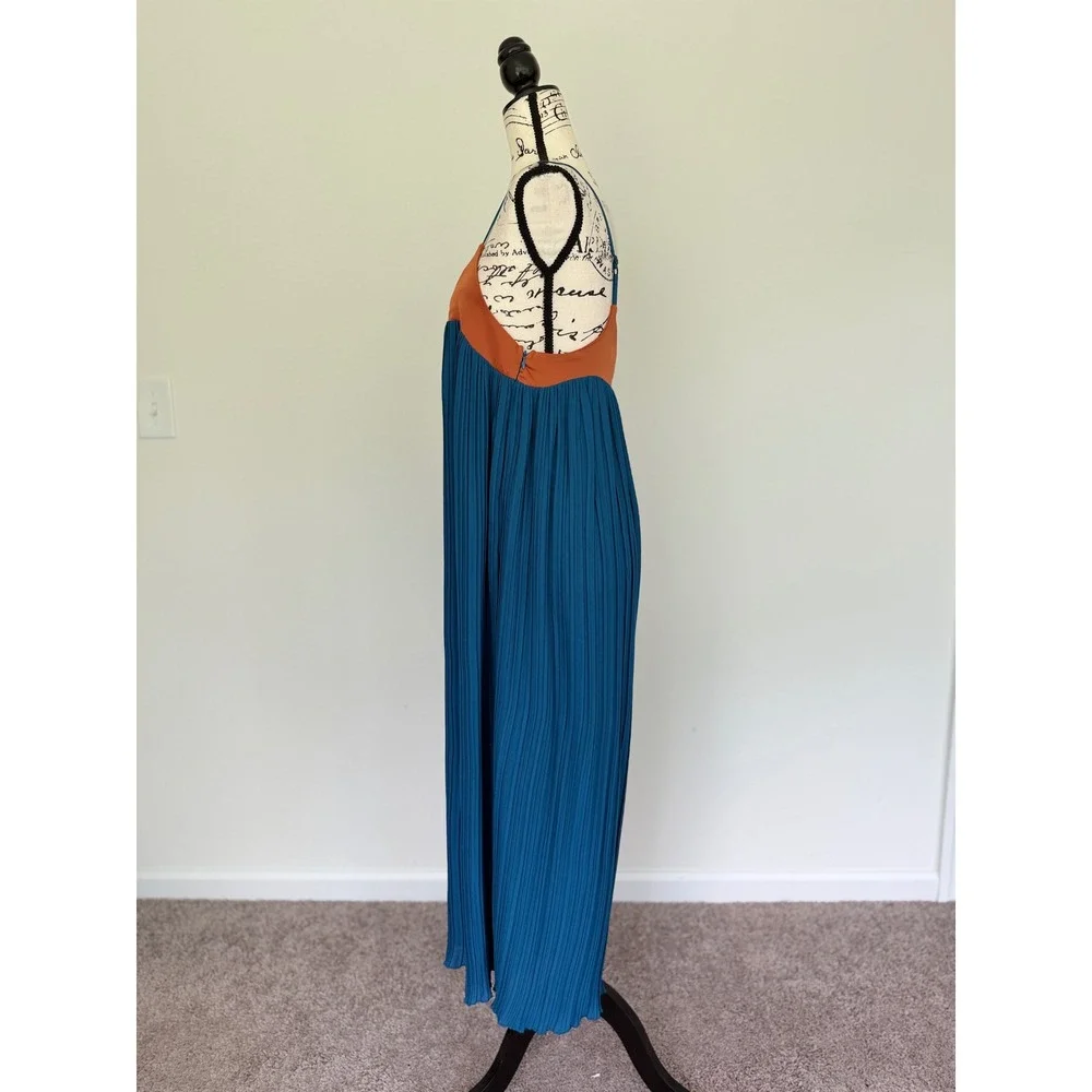 Nasty Gal Collection Plisse Wide Leg Jumpsuit Teal Orange Two Tone Size 4 - Picture 9 of 16